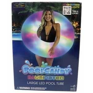 PoolCandy Illuminated LED Pool Tube 40" Color Changing Inflatable Float NEW
